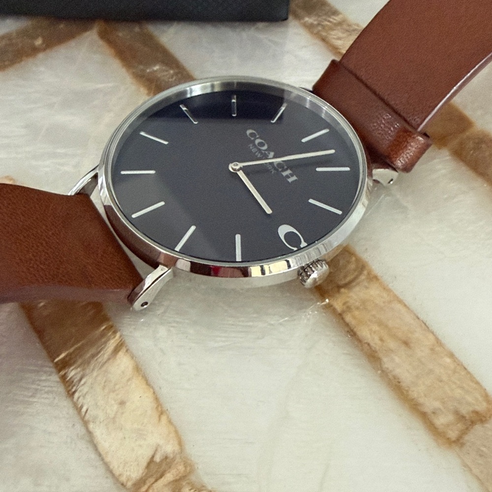 Coach Silver Dial with Brown Leather Strap womens Watch - Picture 5 of 6